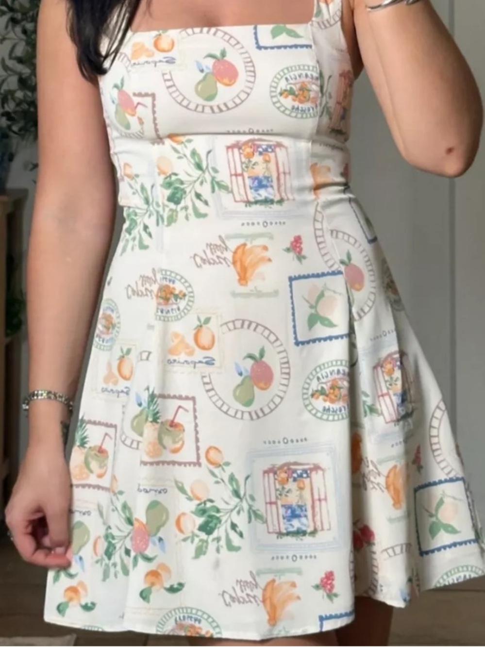 Abercrombie & Fitch Cream Fruit Print Sundress size large tall